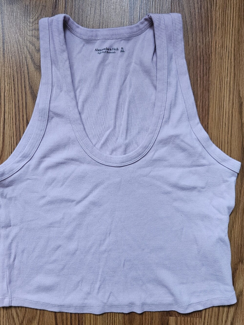 Abercrombie & Fitch Essential Scoop Pastel Lavender Ribbed Cropped Tank Sz XL